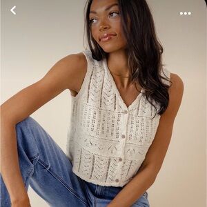 Roolee Into You Pattern Button Up Vest - OldLace / S